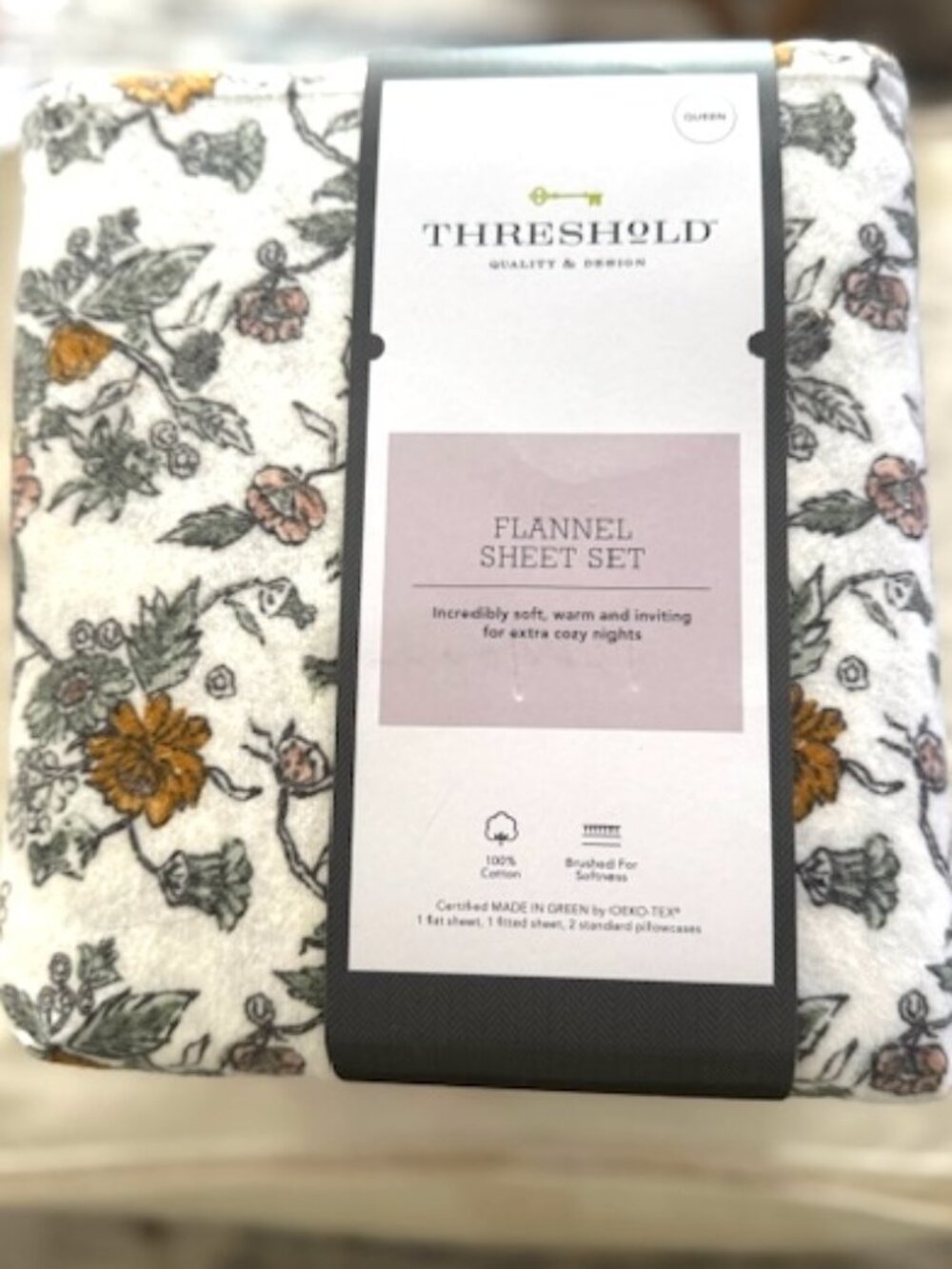 Threshold Flannel Sheet Floral Print 100% Cotton Queen
